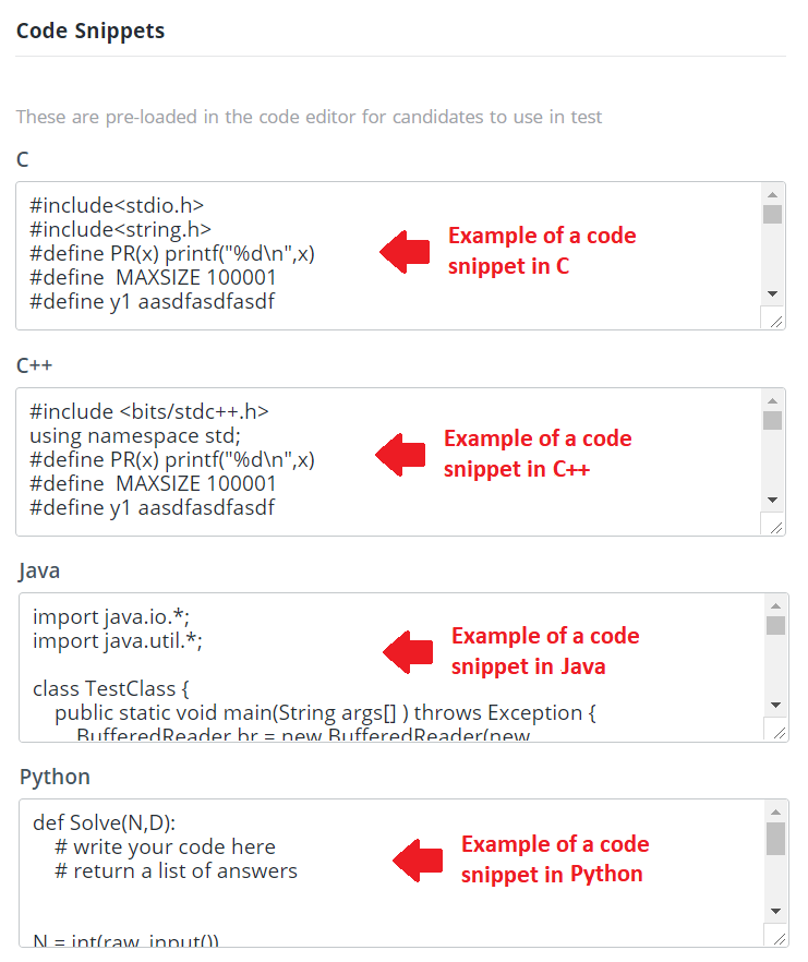 Code snippets